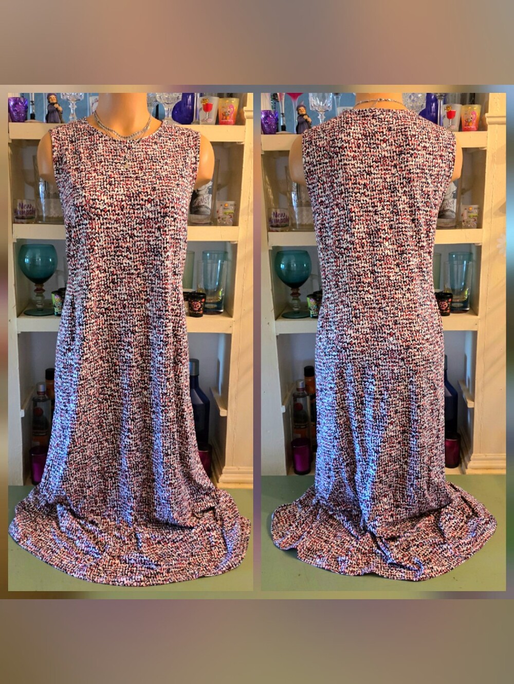 J. Jill Wearever Maxi Dress L Petite Tankdress Abstract Multicolored Stretch NWT
